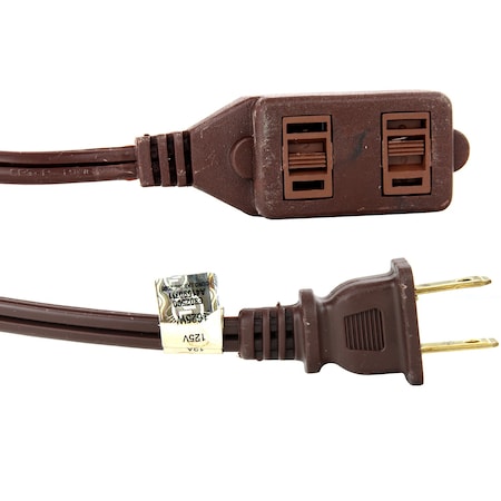 Sunlite Extension Cord, 16 AWG, Indoor, 16/2, 3 Outlets, Brown, 9 ft 04105-SU